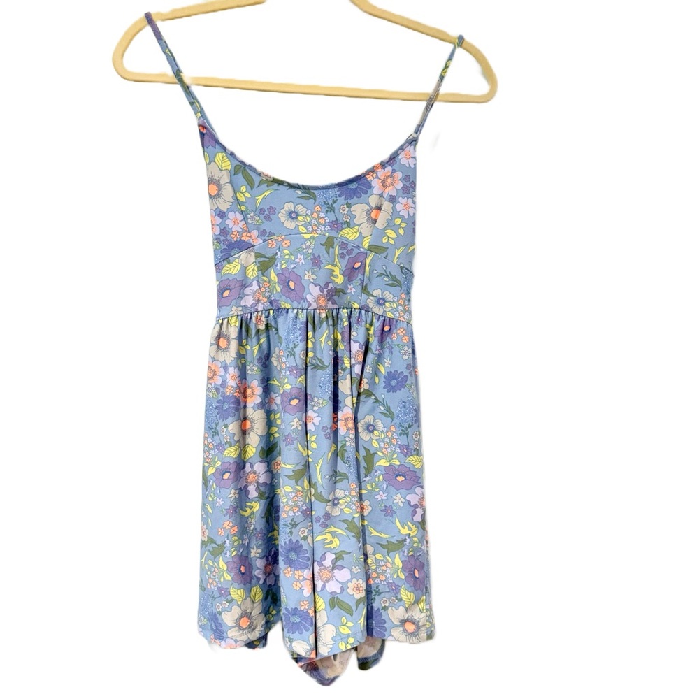 SO GOODS FOR LIFE NWT Juniors Scoop Neck Skater Romper Sleeveless Blue Floral M